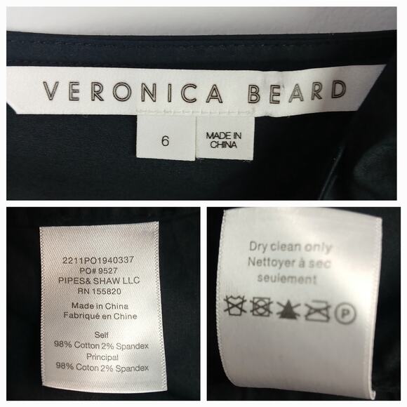 Veronica Beard SZ 6 Zhou Long Sleeve Ruched Blouson Top Black 31194 $348 - Picture 6 of 6